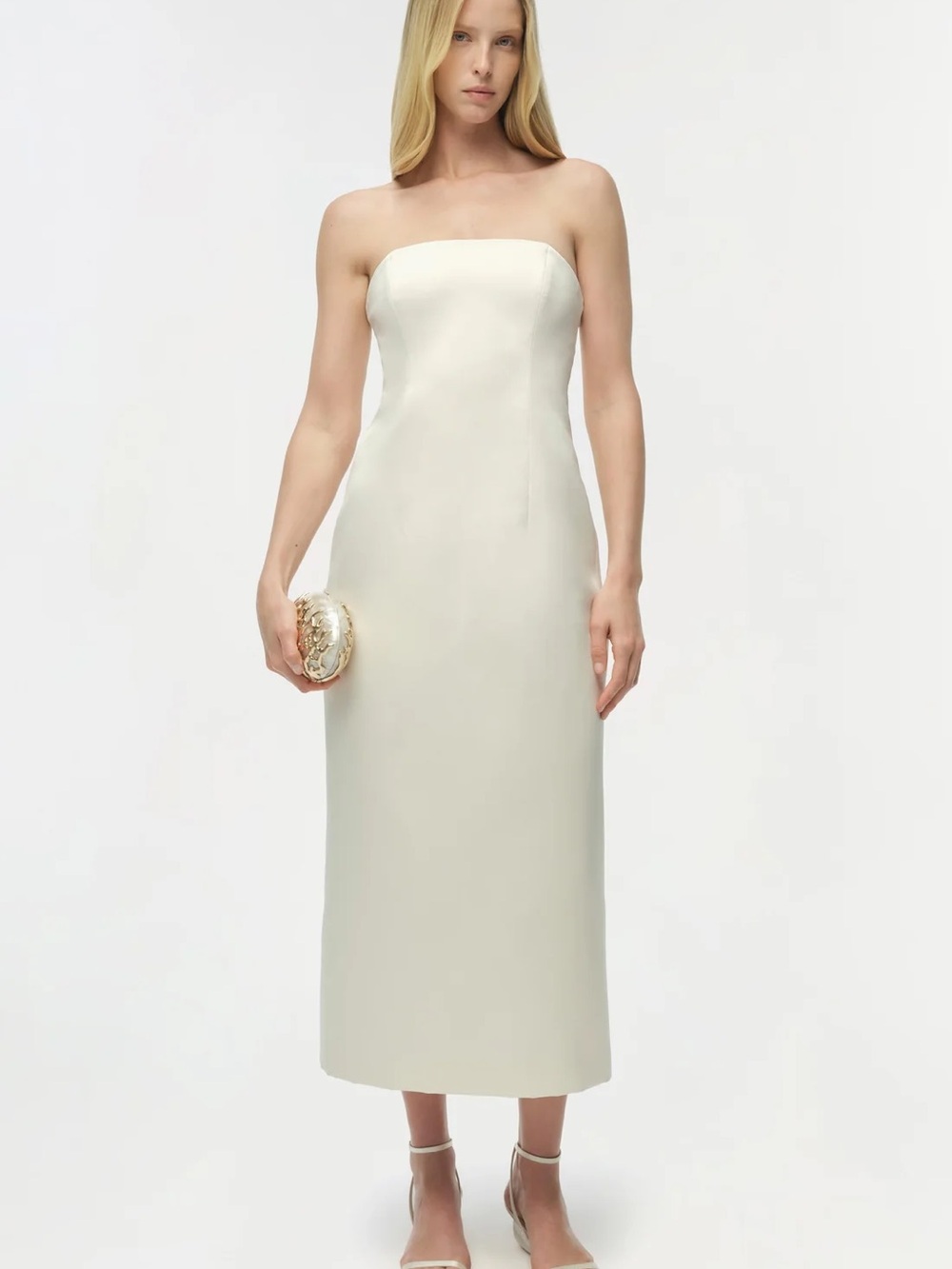 Jonathan Simkhai Strapless Cream Midi Dress